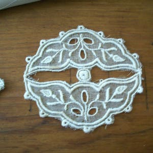 vintage French organdy cotton lace appliqués