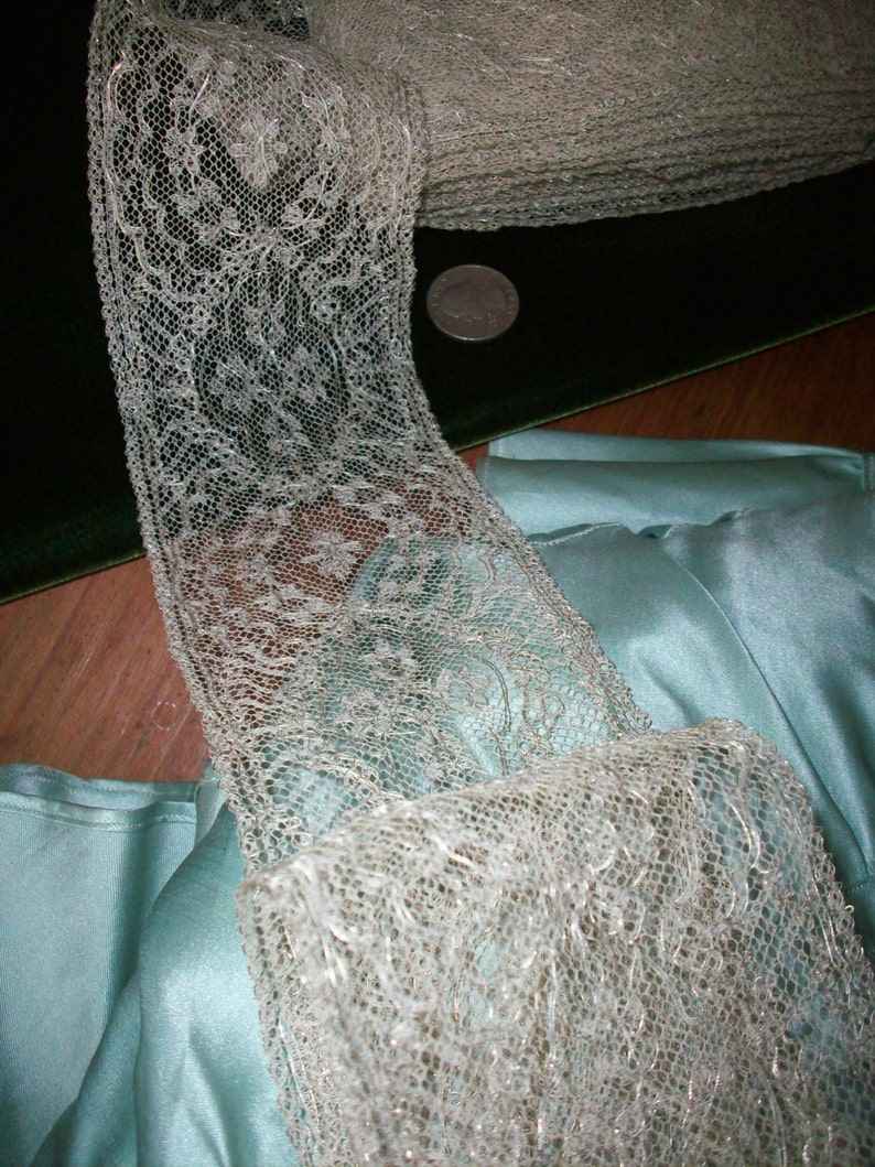 Metallic silver lace 1900s authentic yardage by the yard