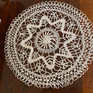 Antique Fine hand done lace round doily small or large