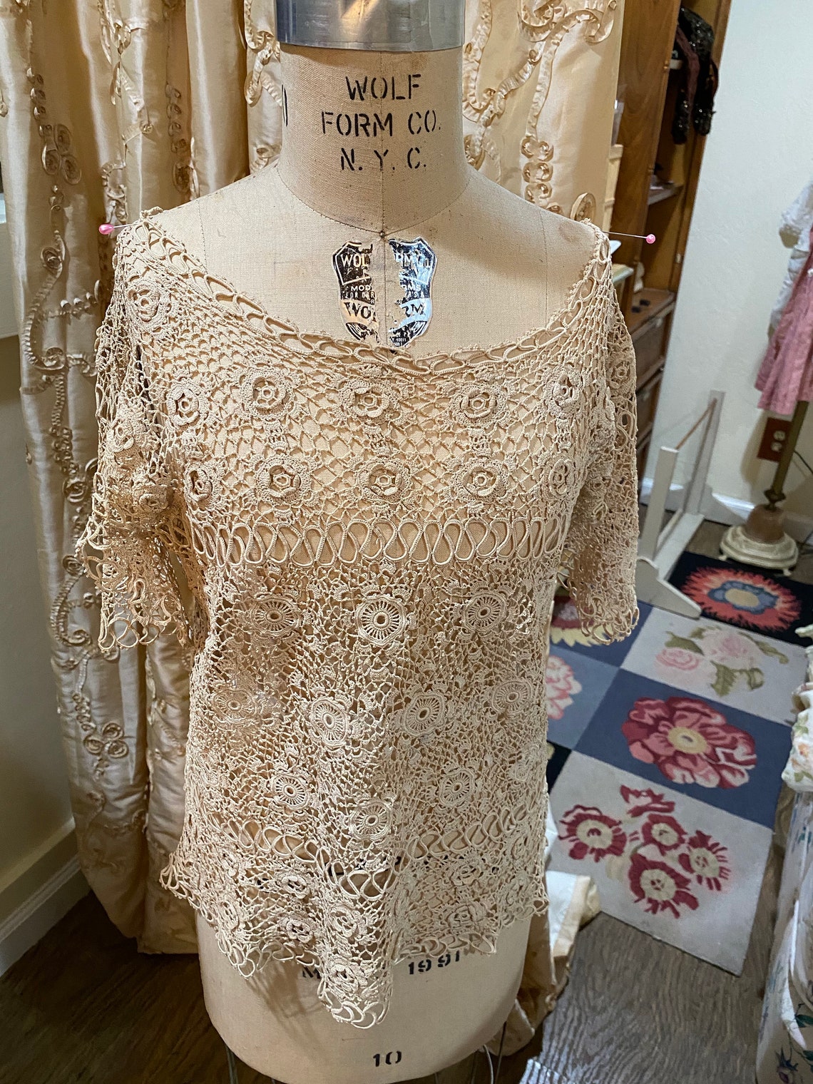 Antique Lace Top of Irish Crochet Linen Circa 1900 | Etsy
