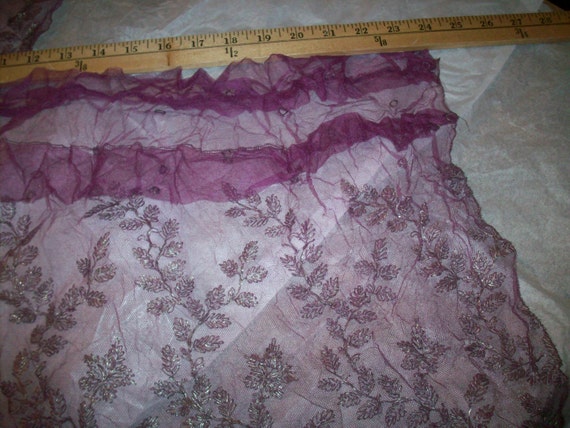 Violet prune argent métal et et et soie dentelle filet français antiques fournitures b46f67 Violet prune argent métal et et et soie dentelle filet français antiques fournitures b46f67