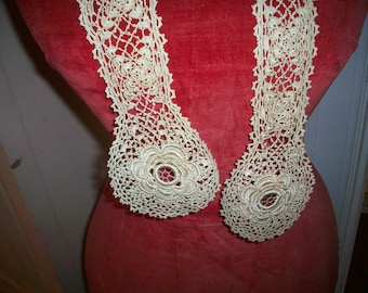 Antique lace collar Irish Crochet 1800s antique lace lappet