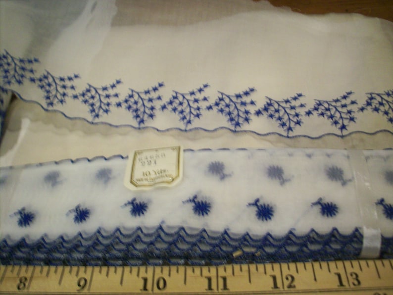 Vintage Hand Loom embroideries on cotton organdy beautiful patterns image 1