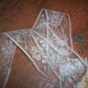 2 yds. or 40 yds. Antique pure silk  lace 2 1/4 &quot; wide pretty pattern 1920s