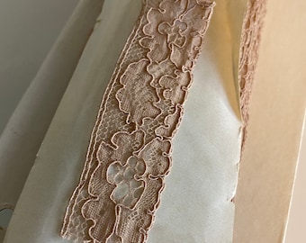 3 yds. or wholesale Antique lace  mocha color french 1920 deco yardage pure cotton