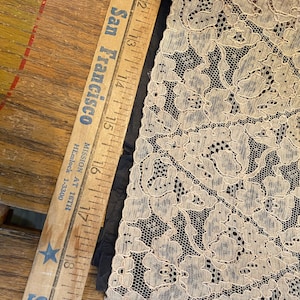 Antique French Deep beige cotton lace lovely design Alencon