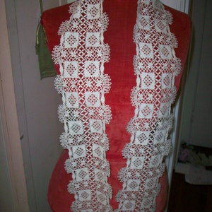 Maltese lace silk/linen scarf/lappet 1800s