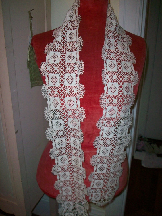 Maltese lace silk/linen scarf/lappet 1800s - image 1