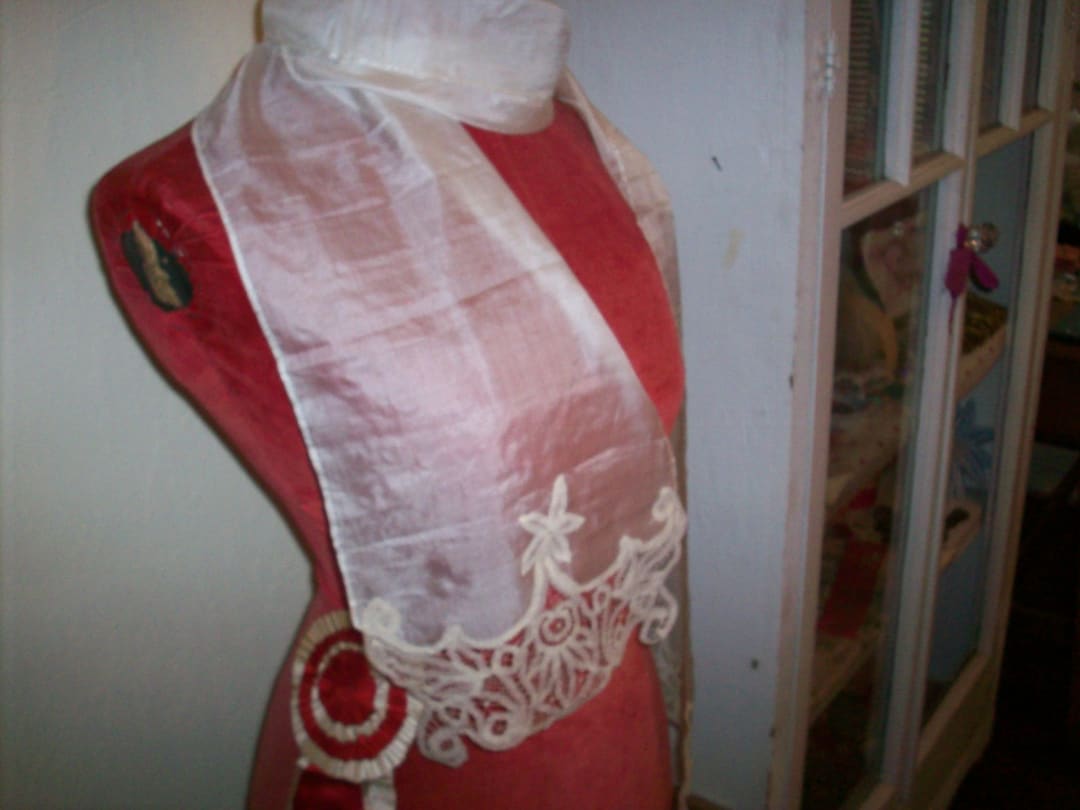 Lace Puppet Antique Hand Done Lace Silk Lappet With Hand Done Lace - Etsy