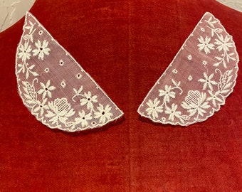 1920s/30s antique lace embroidered cotton organdy inset/collar piece