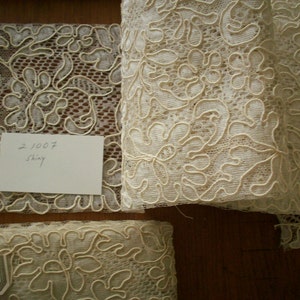 Alencon Antique lace french origin 1920 heavily re-embroidered  vintage supplies