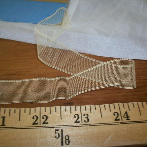 Rare ethereal silk Tulle edging trim Antique lace by the yard  french