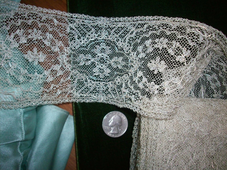 Metallic silver lace 1900s authentic yardage by the yard