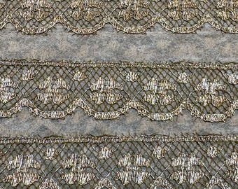 Antique narrow real metal gold lace 1910s authentic yardage