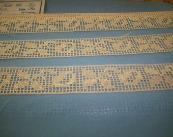Antique Apple lace by the yard or roll ivory filet lace french 1800s  yardage pure cotton
