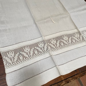 Antique hand done linen lace doily/runner/dresser piece Tulips