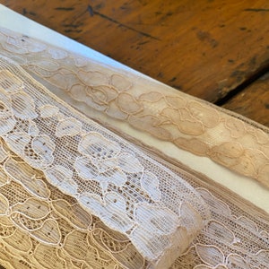 Encaje antiguo cortado a medida o rollo moca color francés 1920 deco yardage algodón puro