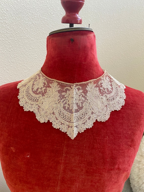 アンティークレースの襟 Point de Gaze 1800年代のアンティークレース