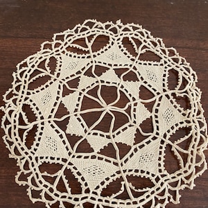 Handmade Reticelli Lace Fine hand done lace round doily