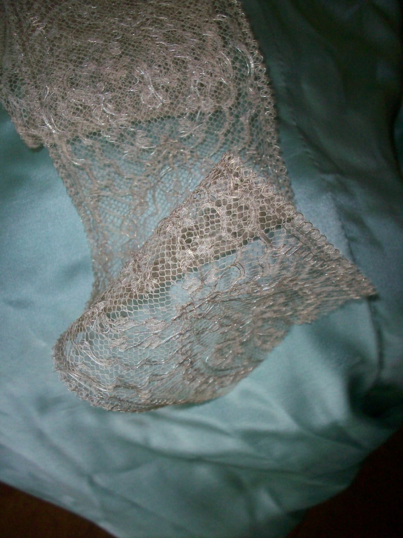 Metallic silver lace 1900s authentic yardage by the yard