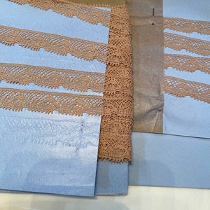 soft mocha color cotton lace deco design 3 yds.