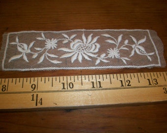 cotton net embroidered 1920s antique lace applique
