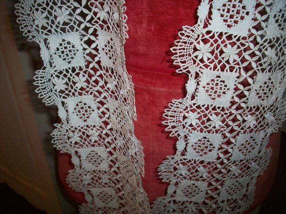 Maltese lace silk/linen scarf/lappet 1800s - image 4