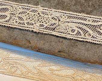 3 yds. Antique lace wholesale or retail ivory color french 1920 deco  cotton