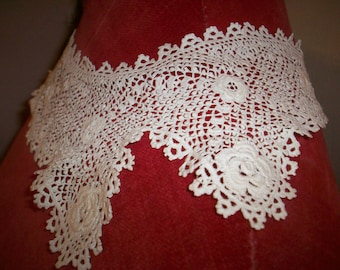 Antique lace collar Irish Crochet 1800s antique lace