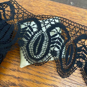 Antique silk hand done black 3&quot; wide  lace fabulous pattern yardage