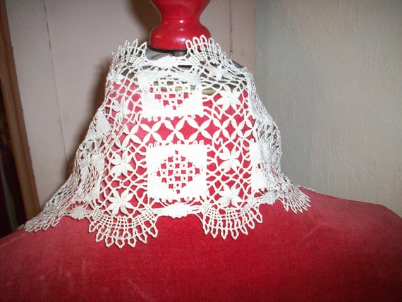 Maltese lace silk/linen scarf/lappet 1800s - image 6