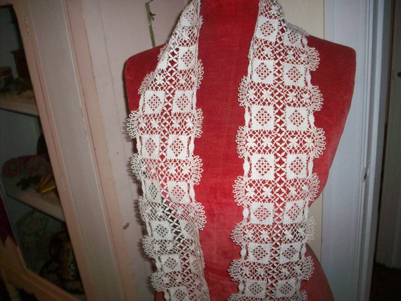 Maltese lace silk/linen scarf/lappet 1800s - image 2