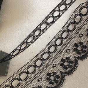 Black antique silk lace trim very fine beading