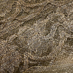 Antico vero pizzo dorato in metallo del 1900, yardage autentico