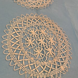 Antique hand done lace round doily lace