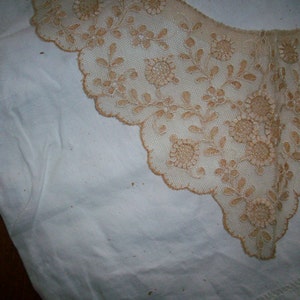 1 1920s antique lace embroidered net that is two tone collar image 4
