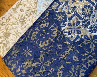 Gallooned French wide Antique lace beautiful patron metallic beautiful patron metallic