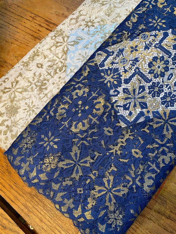 Gallooned French wide Antique lace beautiful pattern metallic