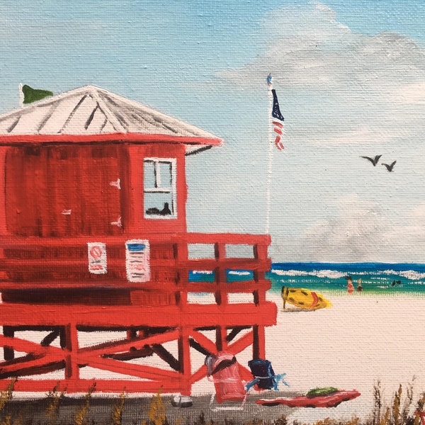 Siesta Key Beach Red Lifeguard Stand