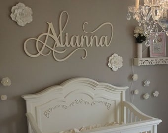 Large Baby Name Sign, Large Nursery Name Sign, Big Family Name Sign, Above Crib Name, Custom Wedding Sign, Cursive Name, Custom Sign