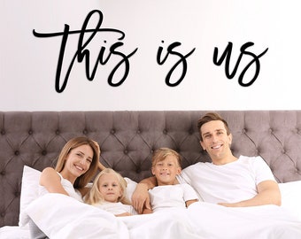 This Is Us Wood Sign – Rustic Shelf Decor | Farmhouse Style Wall Art | Family Quote Wooden Words | 3D Custom Cutout for Home Decor
