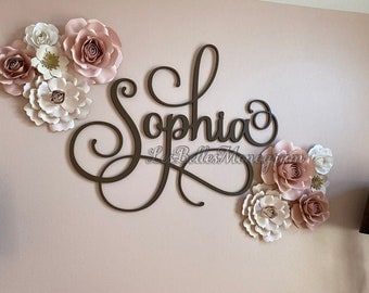 Custom Nursery Name Cutout  - Wood Wall Hanging Name Sign Sophia Baby Name for above crib - Christmas Gift for Little Girls Project Room