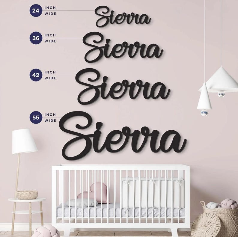Girls Nursery Name Sign, Custom Baby Name Sign, Baby Name Decor, Personalized Nursery Sign, Baby Decor Wall Name Sign image 3