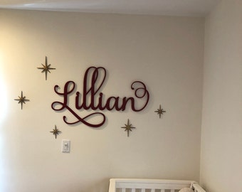 Lillian Large Baby Name Sign, Large Nursery Name Sign, Big Family Name Sign, Above Crib Name, Custom Wedding Sign, Cursive Name, Custom Sign