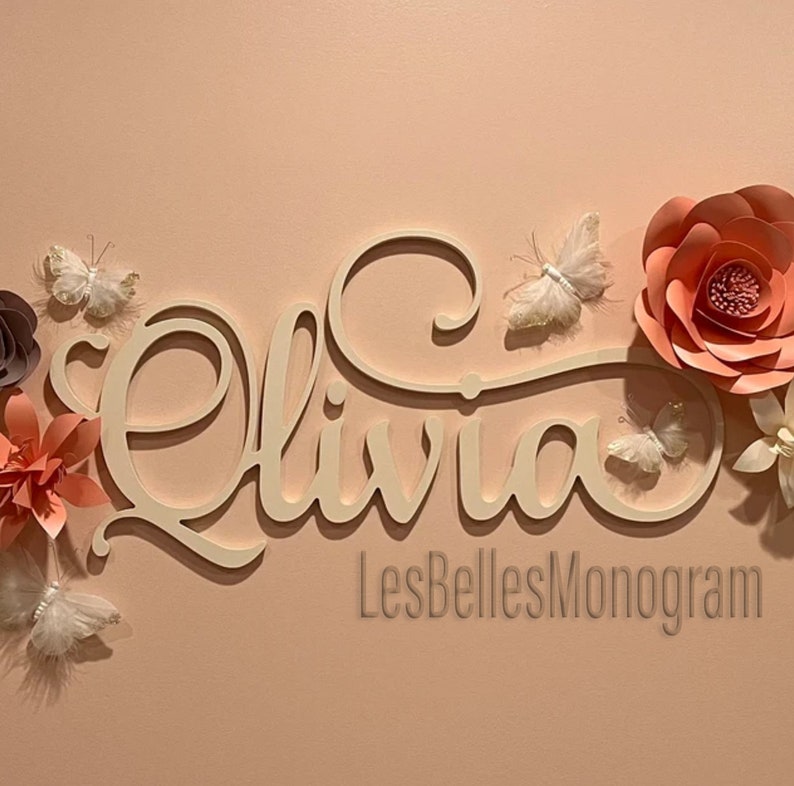 Baby Olivia Nursery Name Cutout Custom Wood Wall Name Sign Etsy