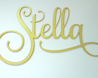Wooden Name Sign Wall Hanging Letters for Nursery or Bedroom - Wooden Wall Art - Custom Name Plaque Cut Out - Personalized Cursive Name