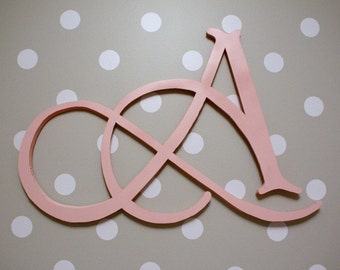 Large Wooden Initial A - Wood Monogram Letters - Wood Wall Decor - Wall Art Wood Initials  letters - Elegant Font Wooden Monogram Initial