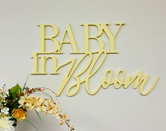 Baby in Bloom Sign | Wood Baby in Bloom Sign • Baby Shower Backdrop Sign • Baby Shower Decor • Mama to Be • Momma to Be Sign • Baby Shower