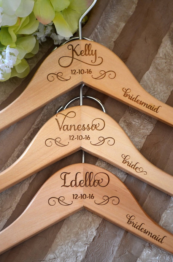 Bridesmaid//Wedding Dress//Black 6 x Personalised Wedding Hangers Bridal Prom