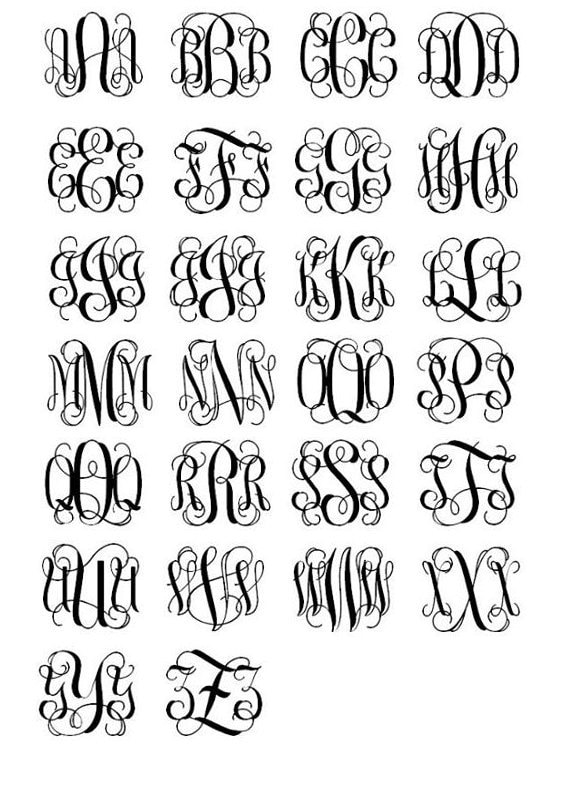 Large Wooden Monogram Letters Unfinished Vine Script - Etsy